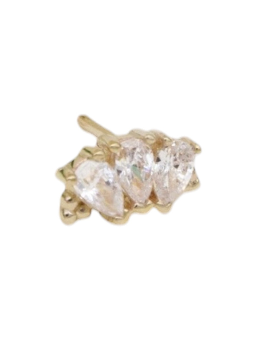 14K Solid yellow Gold Crown Stud